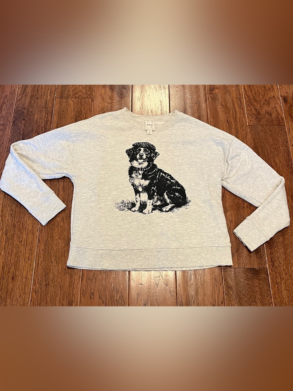 Maeve Light Gray Sweatshirt with Dog Graphic Size XS - Picture 2 of 6
